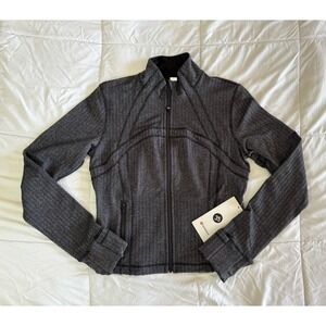 New Lululemon Herringbone Define Jacket Sz 10 Cropped Full Zip HHDB BLACK